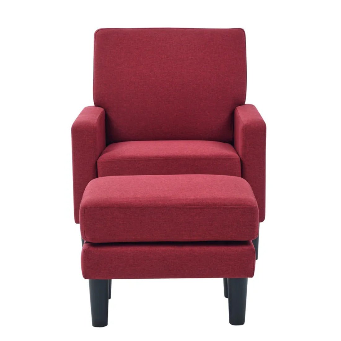 Crimson Red Standard Velvet Comfy Accent Chair with Ottoman - Decor Smart