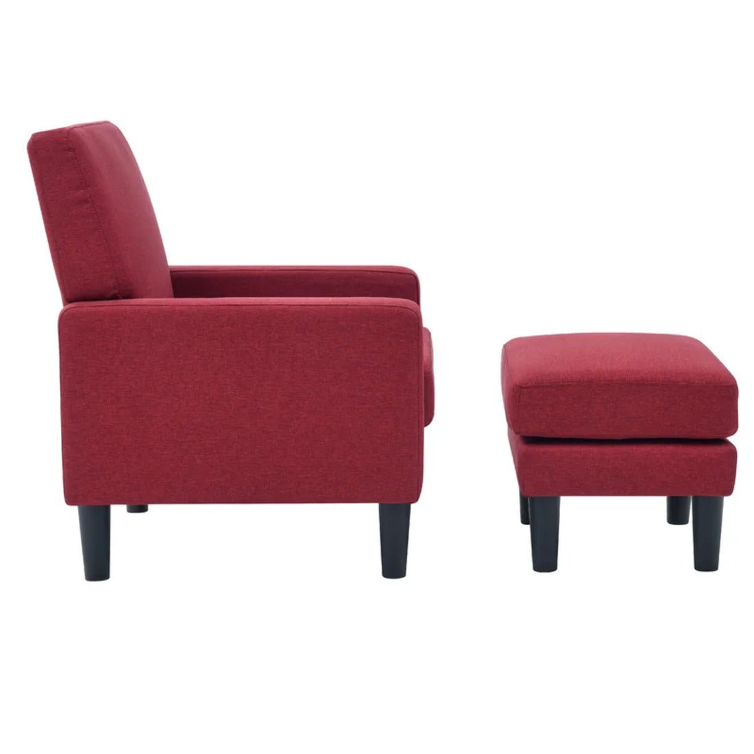 Crimson Red Standard Velvet Comfy Accent Chair with Ottoman - Decor Smart
