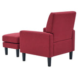 Crimson Red Standard Velvet Comfy Accent Chair with Ottoman - Decor Smart