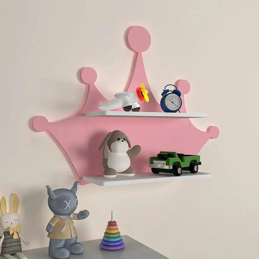 Crown Shape Wooden Wall Storage Shelf for Kids - Decor Smart