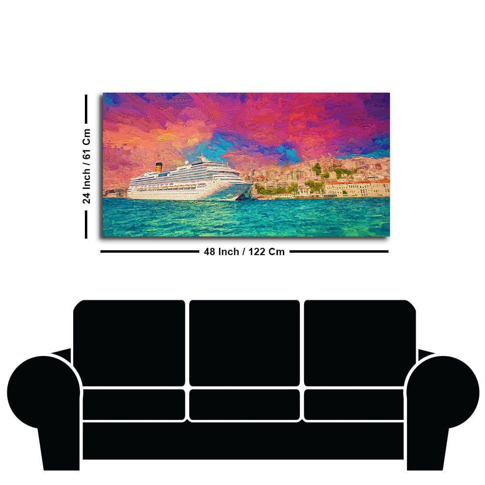 Cruise Ship at Harbour Premium Wall Painting - Decor Smart