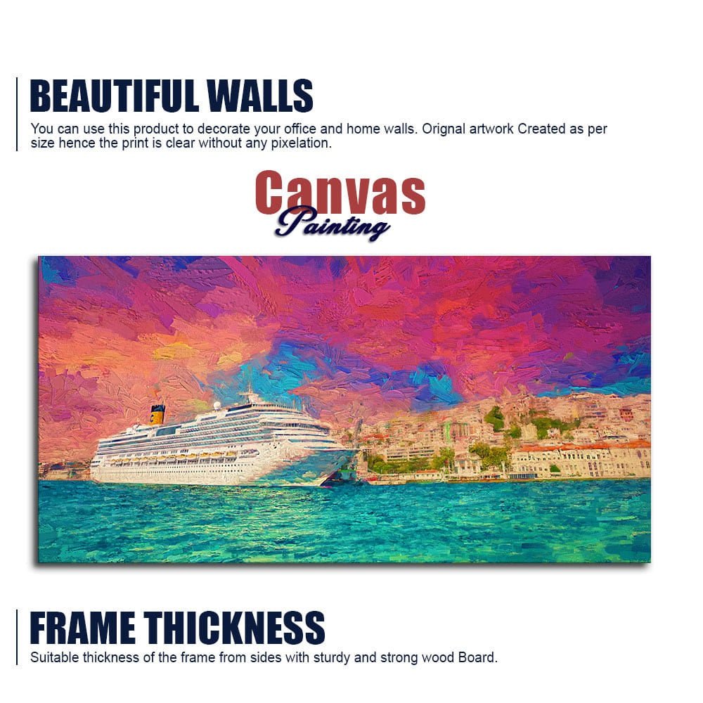 Cruise Ship at Harbour Premium Wall Painting - Decor Smart