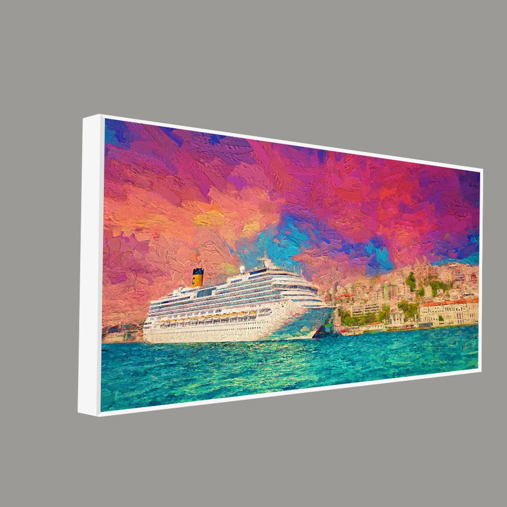Cruise Ship at Harbour Premium Wall Painting - Decor Smart