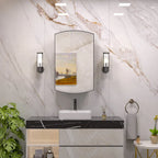 Curved Design Mirror Cabinet with Side Storage Shelves