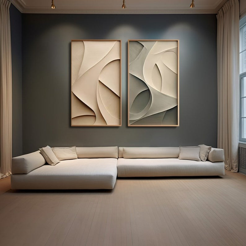 Curved Geometry Soft Form Sculpted Frames 3D Wall Art Home Decor