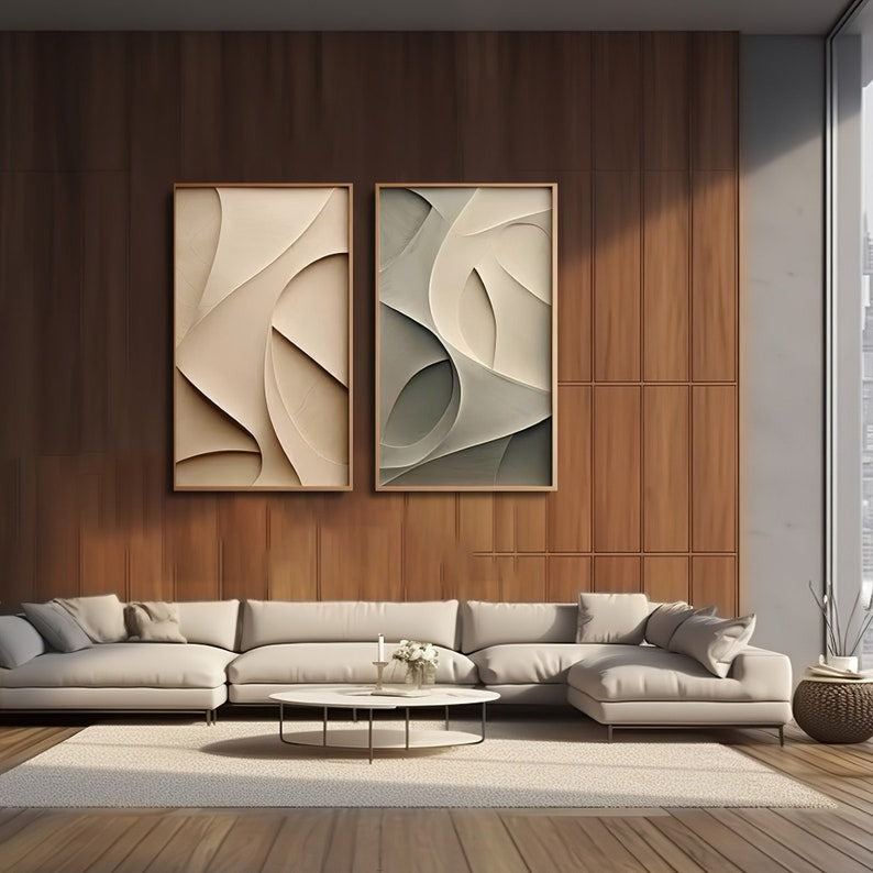 Curved Geometry Soft Form Sculpted Frames 3D Wall Art Home Decor
