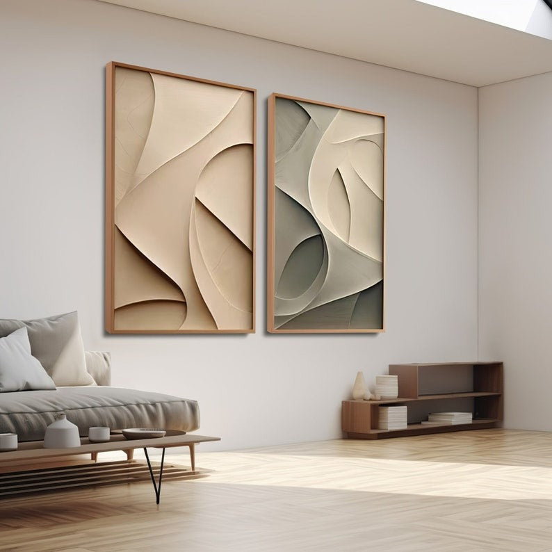 Curved Geometry Soft Form Sculpted Frames 3D Wall Art Home Decor
