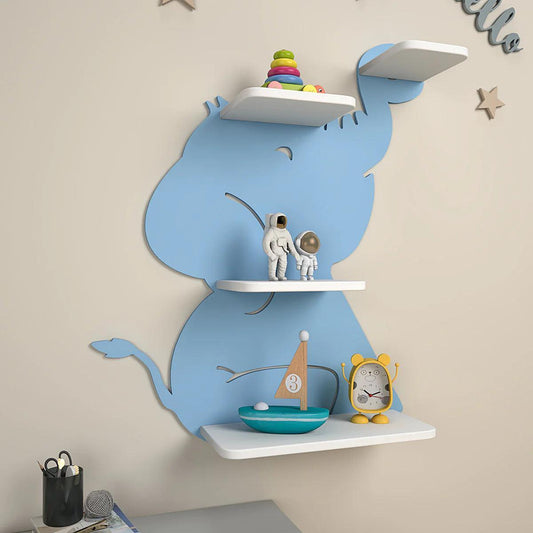 Cute Little Elephant Shape Wooden Wall Shelf for Kids - Decor Smart