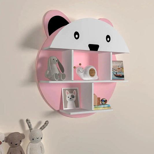 Cute Little Panda Shape Wooden Wall Storage Shelf for Kids - Decor Smart