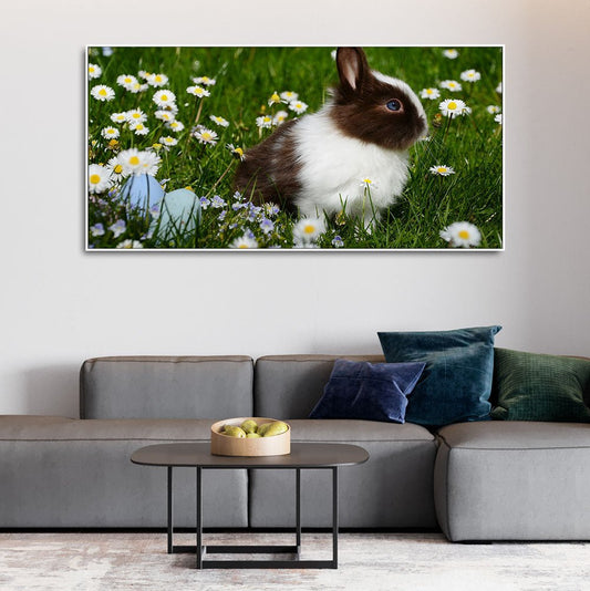 Cute Little White & Brown Bunny Premium Wall Painting - Decor Smart