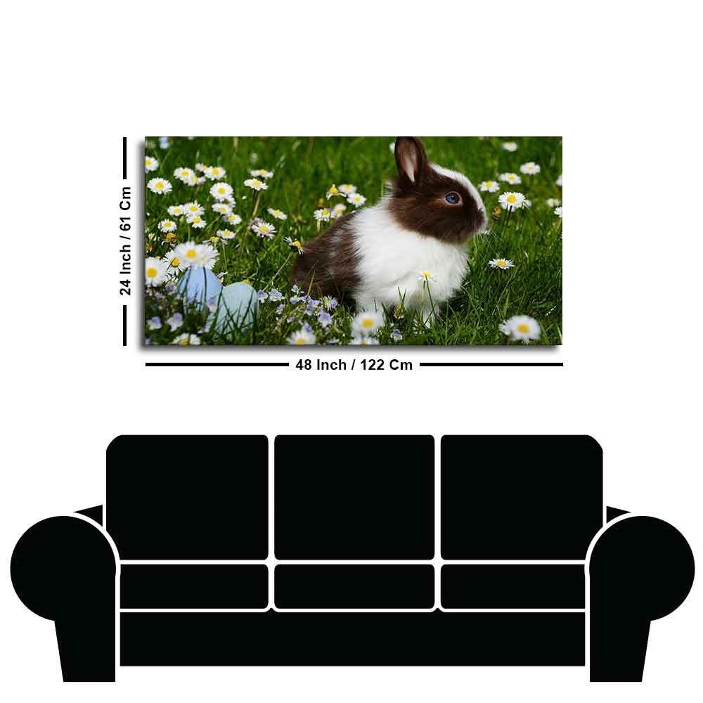 Cute Little White & Brown Bunny Premium Wall Painting - Decor Smart