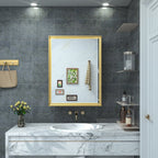 Cyrille Modern Recessed or Surface Mount Golden Mirror Cabinet