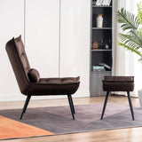 Dark Chocolate Leatherette Finish Accent Chair with Footrest & Cushion - Decor Smart