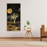 Dark Moon Light with Golden Birds Premium Canvas Wall Painting - Decor Smart