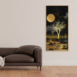 Dark Moon Light with Golden Birds Premium Canvas Wall Painting - Decor Smart