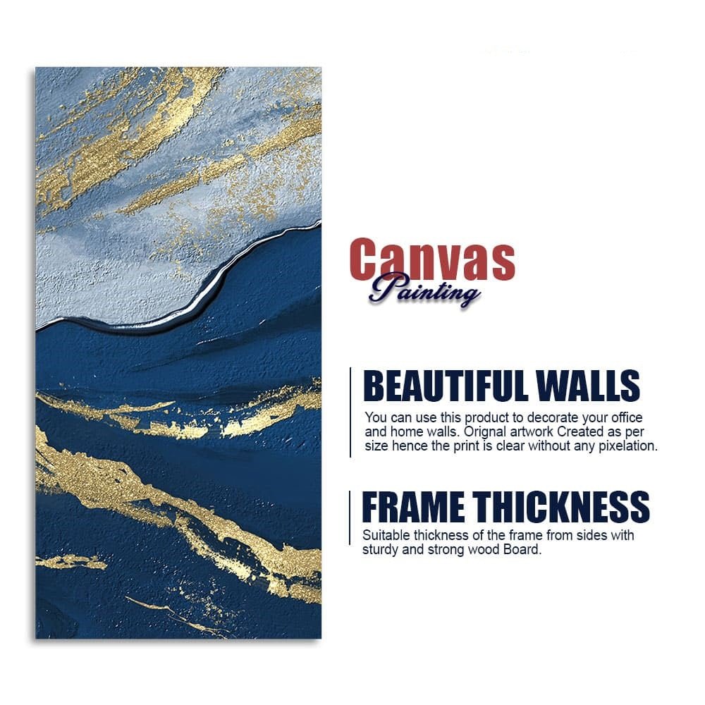 Dark Mountains and Golden Pattern Premium Canvas Wall Painting - Decor Smart