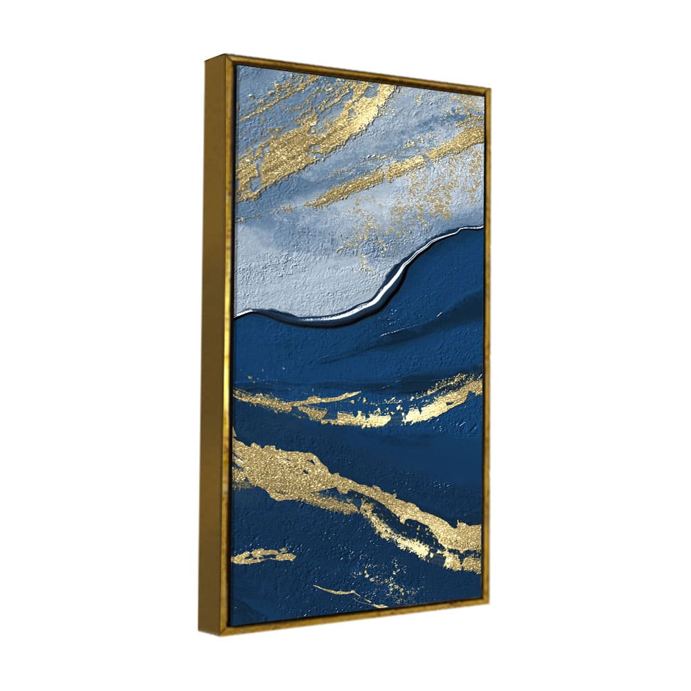 Dark Mountains and Golden Pattern Premium Canvas Wall Painting - Decor Smart