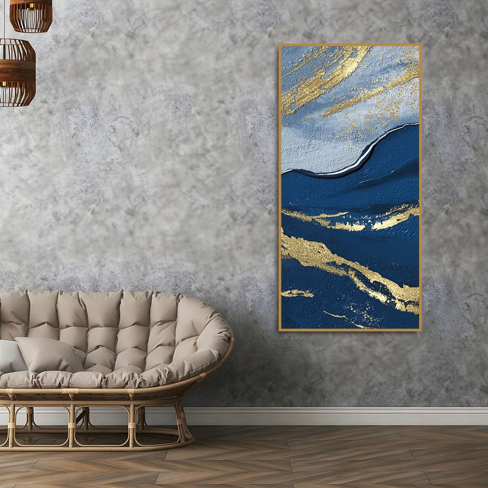 Dark Mountains and Golden Pattern Premium Canvas Wall Painting - Decor Smart