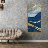 Dark Mountains and Golden Pattern Premium Canvas Wall Painting - Decor Smart