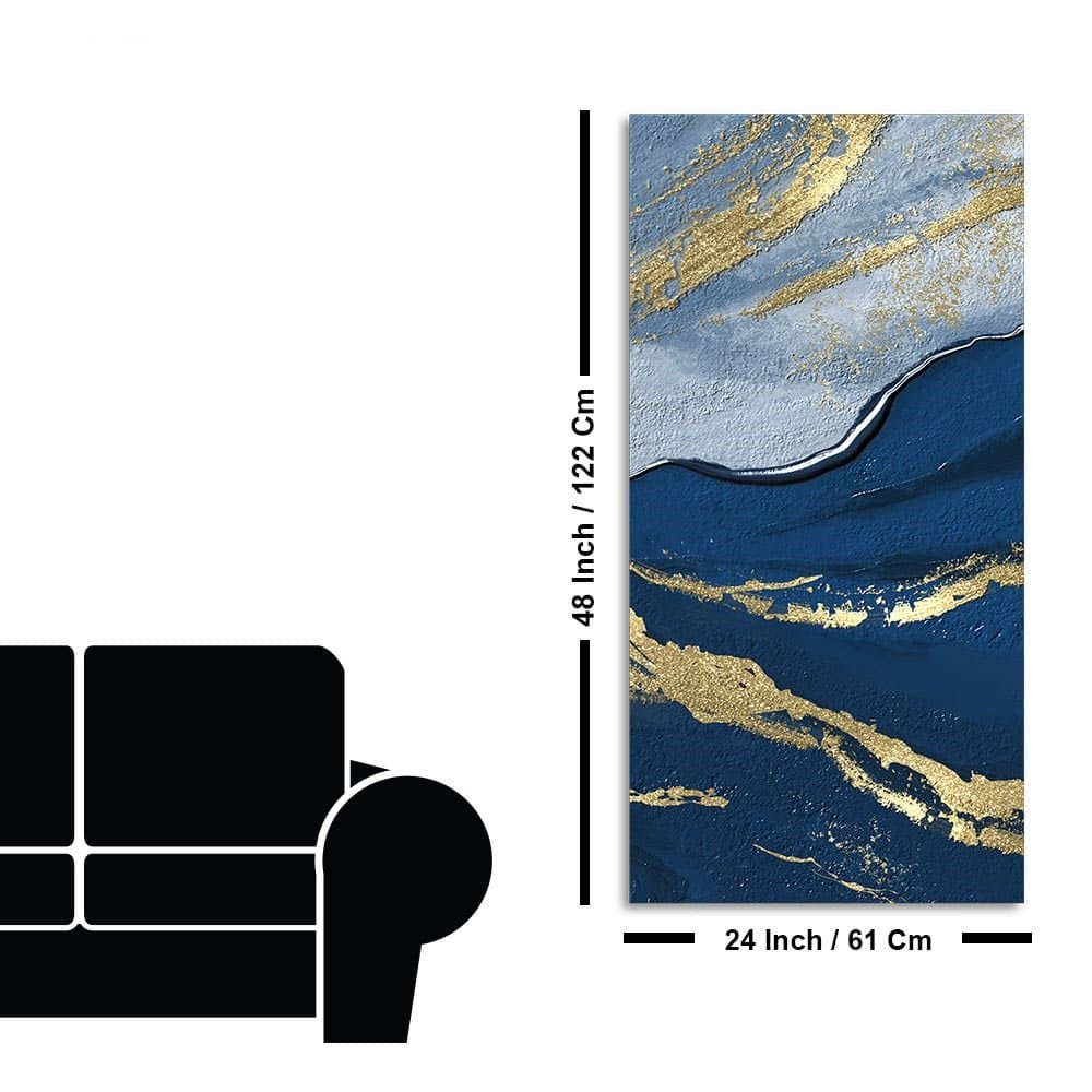 Dark Mountains and Golden Pattern Premium Canvas Wall Painting - Decor Smart