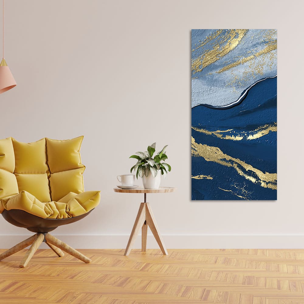 Dark Mountains and Golden Pattern Premium Canvas Wall Painting - Decor Smart