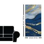 Dark Mountains and Golden Pattern Premium Canvas Wall Painting