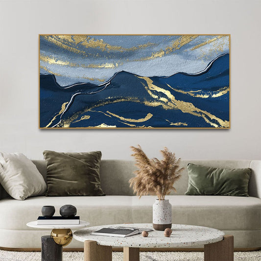 Dark Mountains and Golden Sky Premium Canvas Wall Painting - Decor Smart