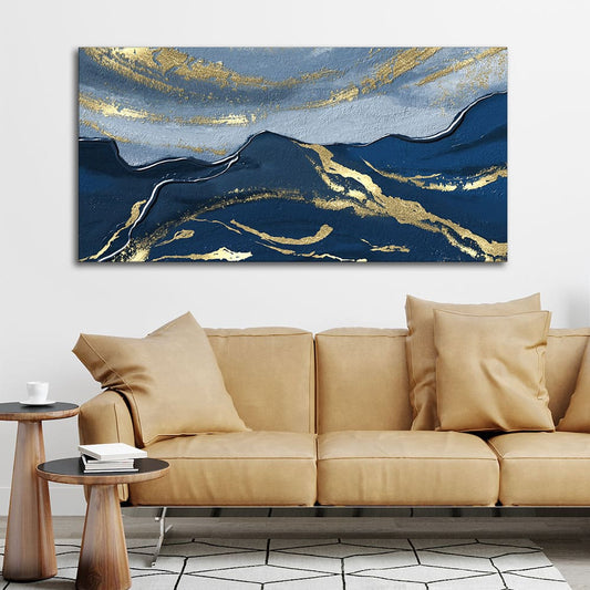 Dark Mountains and Golden Sky Premium Canvas Wall Painting - Decor Smart
