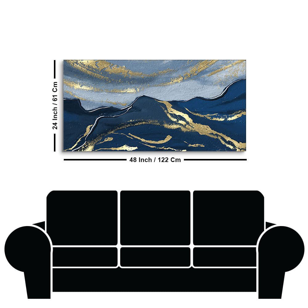 Dark Mountains and Golden Sky Premium Canvas Wall Painting - Decor Smart