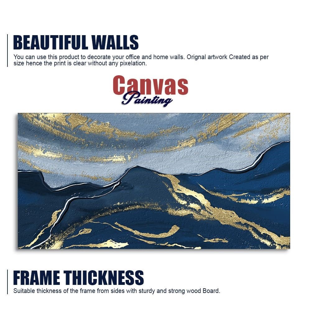 Dark Mountains and Golden Sky Premium Canvas Wall Painting - Decor Smart