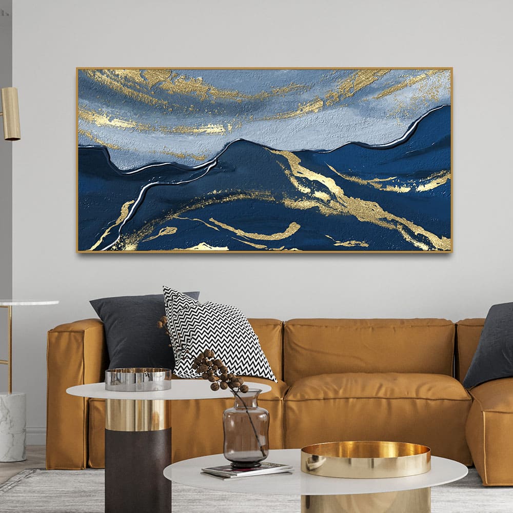 Dark Mountains and Golden Sky Premium Canvas Wall Painting - Decor Smart