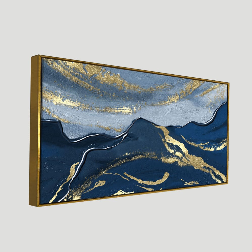Dark Mountains and Golden Sky Premium Canvas Wall Painting - Decor Smart