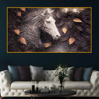 Dark Theme Horse Crystal Glass Painting for Premium Wall Decoration