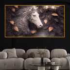 Dark Theme Horse Crystal Glass Painting for Premium Wall Decoration