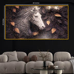 Dark Theme Horse Crystal Glass Painting for Premium Wall Decoration