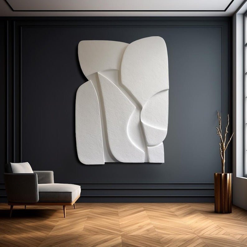 Decorative 3D Wall Panel in Bright White and Soft Curves