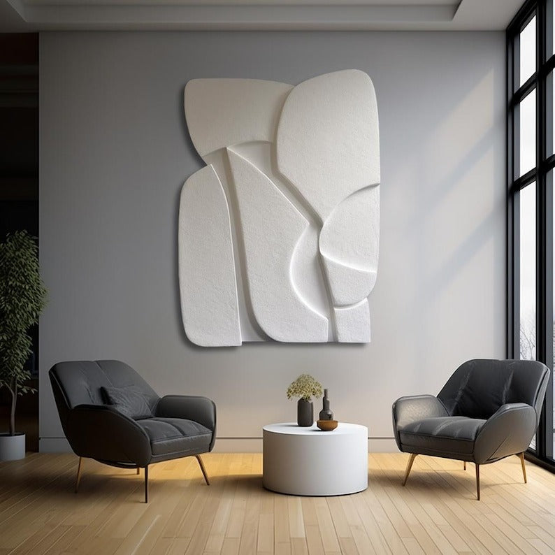 Decorative 3D Wall Panel in Bright White and Soft Curves