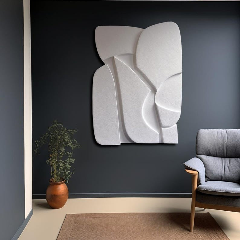 Decorative 3D Wall Panel in Bright White and Soft Curves