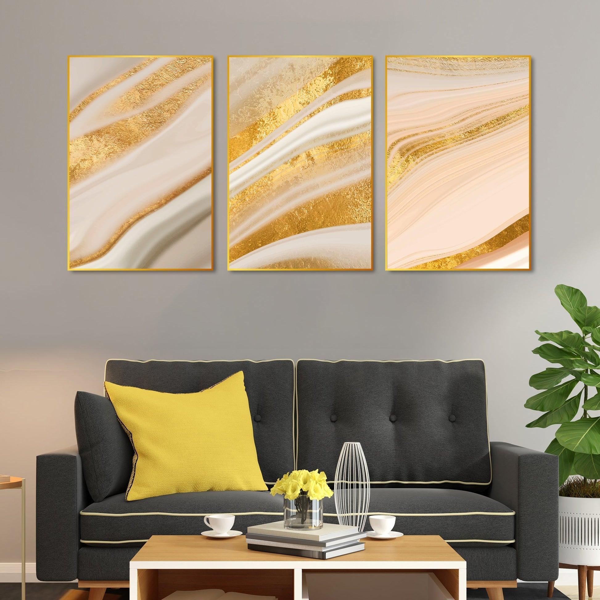 Decorative Pattern Floating Canvas Wall Painting Set of Three - Decor Smart