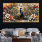 Decorative Peacock Crystal Glass Wall Painting