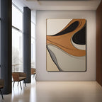 Decorative Wall Art with Carved Flowing Shapes in Monochrome Hues