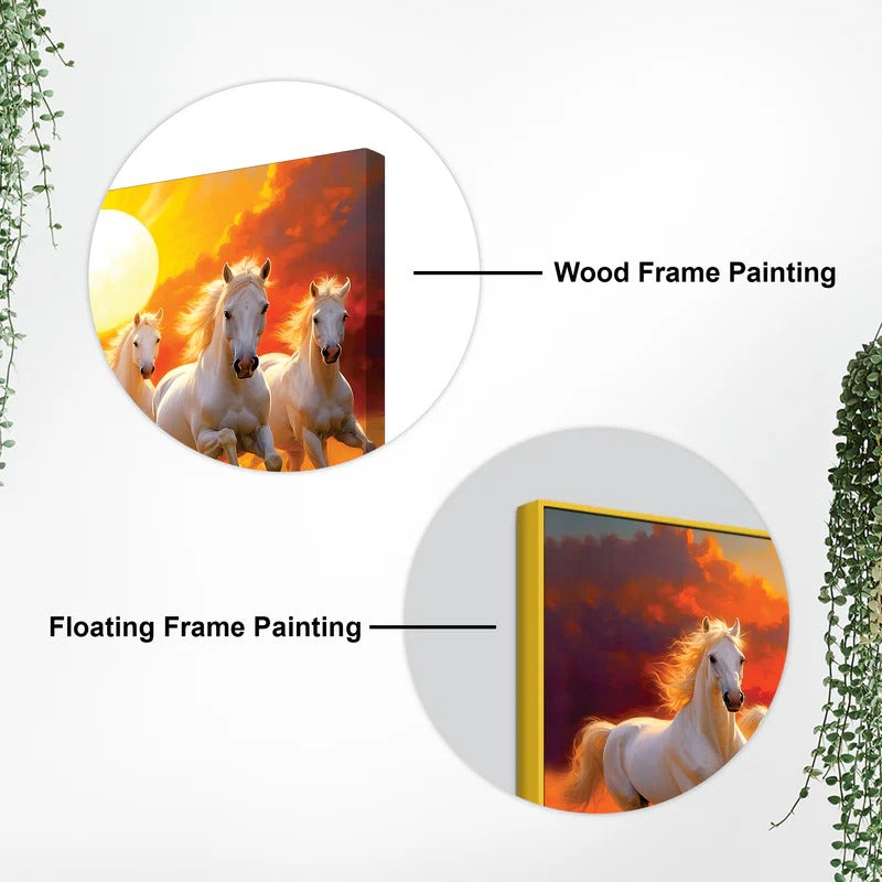 Seven White Horses Running at Dawn Premium Wall Painting (Copy)