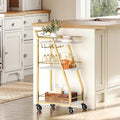 3-Tier Kitchen Bar Trolley in White & Gold Finish