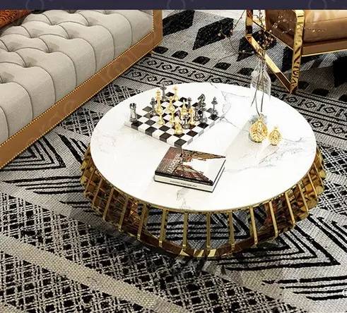 Luxury Round Marble Center Table with Gold Base