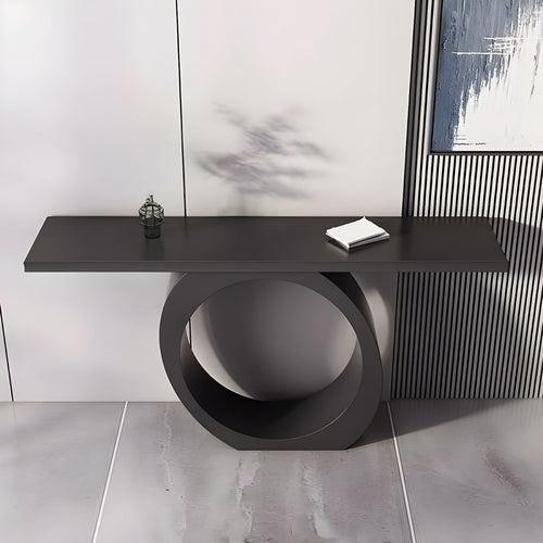 Modern Black Console Table with Circle Base