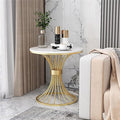Round Marble Side Table with Gold Wire Base