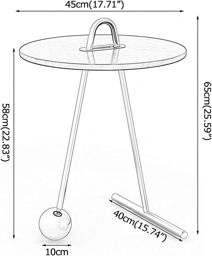 Black Marble Round End Side Table with Gold Base