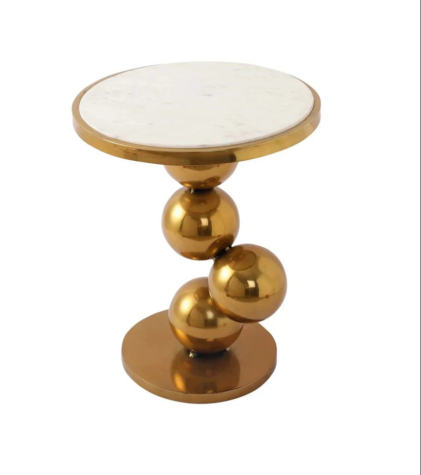 Living Room Marble Side Table with 4 Gold Balls