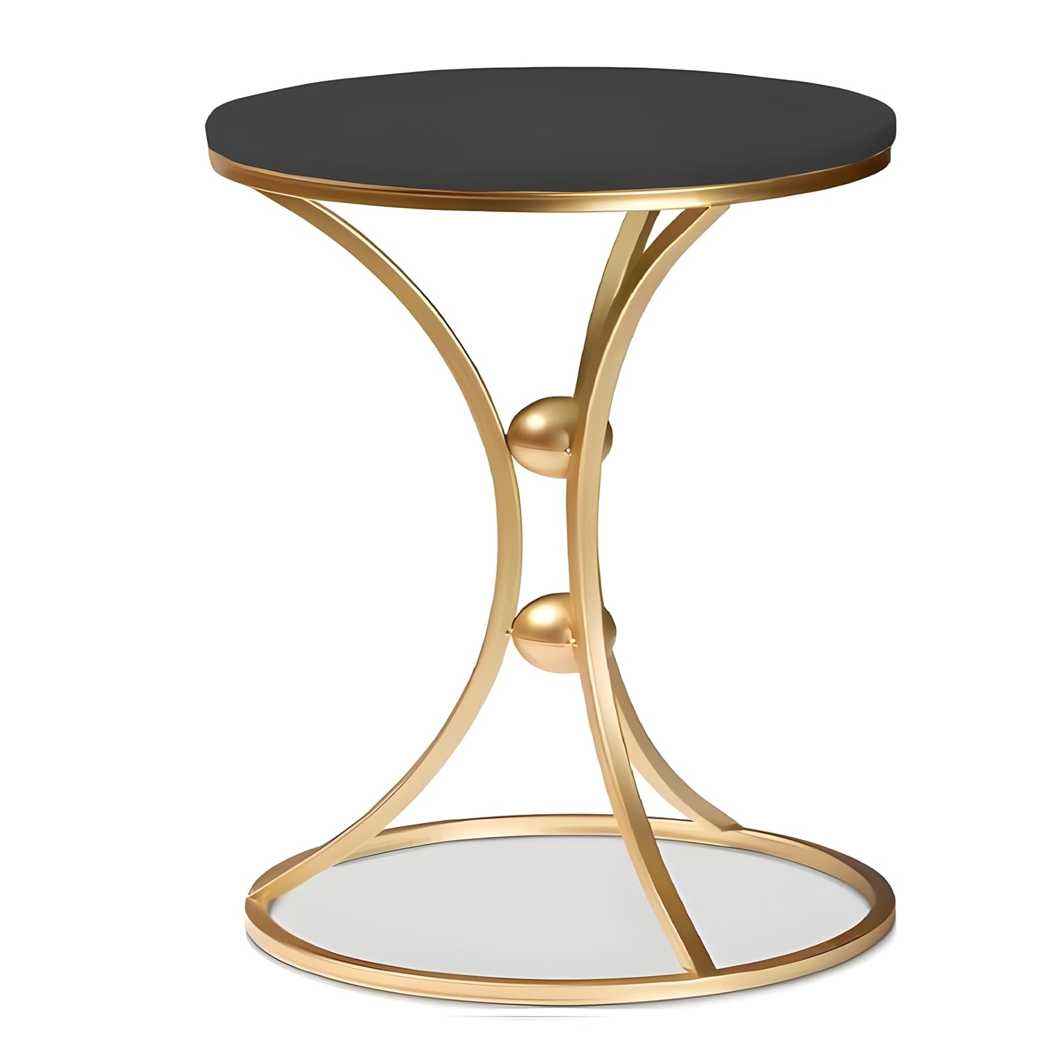Modern Black Accent Side Table with Gold Ring Base