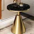 Compact Black Marble Nightstand with Gold Base Side Table